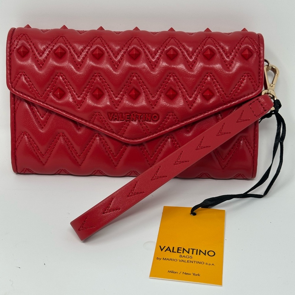 Valentino Red Quilted Clutch with Wristlet